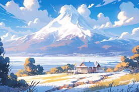 冬季唯美雪地插画
