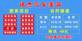 汽车美容项目表