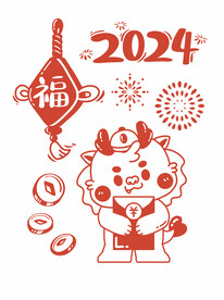 2024年卡通龙窗花