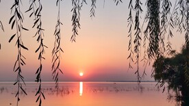 夕阳下的白龟湖