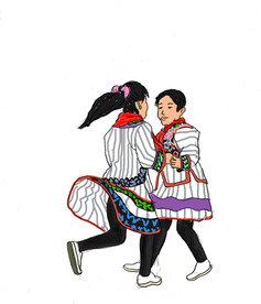 布依舞蹈欢乐插画