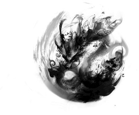 龙形水墨 