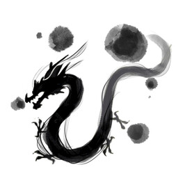 龙形水墨 