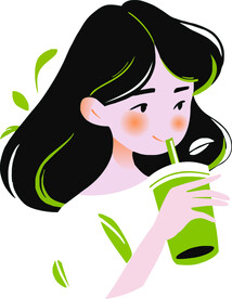 喝奶茶的女孩