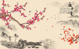花开富贵梅花背景墙