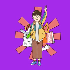 手绘男人男孩