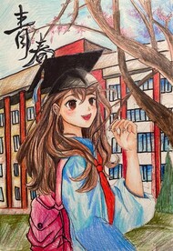 青春彩铅画
