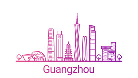 广州城市线稿线条