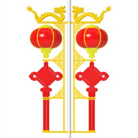 黄色发光中国龙亚克力中国结灯笼