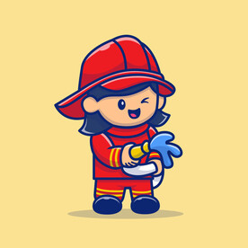 女消防员灭火