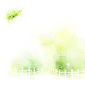 水彩绿风景画挂画装饰画