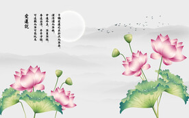 荷花背景墙 