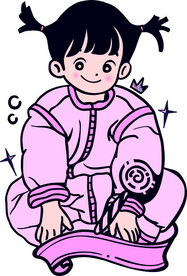 手绘卡通小女孩