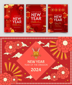 春节新年矢量海报模板