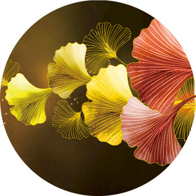 树叶杏叶水彩圆形挂画装饰画