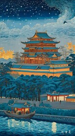 彩色风景插画