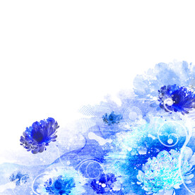 水彩蓝色花卉水墨花卉挂画装饰画