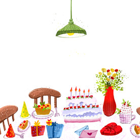 唯美生日蛋糕花卉桌子挂画装饰画
