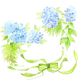 水彩蓝色花卉挂画装饰画