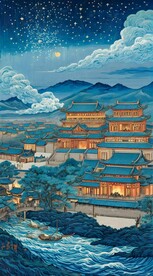 彩色建筑插画