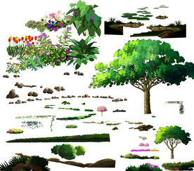 手绘园林植物及配景