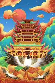        国潮古塔建筑  