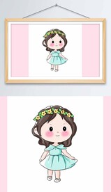 带花环的公主裙女孩免抠图素材