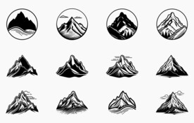 黑白山矢量
