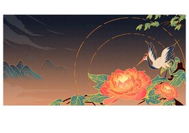 仙鹤中国风艺术画