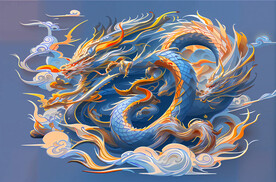 祥云水彩龙高清图片素材