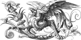 神话鸟版画雕刻矢量图