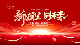 红色企业年会背景展板