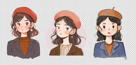 卡通插画女头像