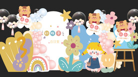 插画风花朵女孩生日素材