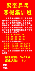 乒乓寒假集训班