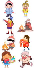 小雪节气Q版人物元素