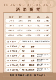 美发烫染价目表