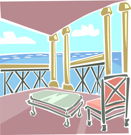 美式复古岸边休闲插画