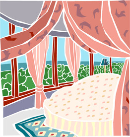 美式复古风温馨家居矢量插画