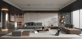 现代客厅3D场景模型