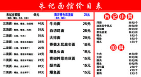 面馆价目表