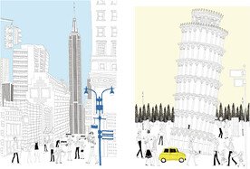 矢量高楼大厦街景插画