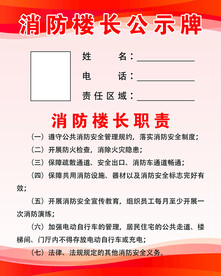 消防楼长公示牌