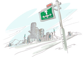 线描建筑道路插画