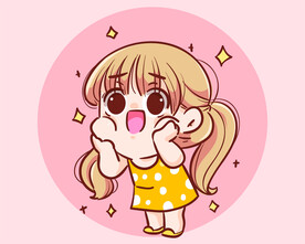 可爱女孩手绘卡通插画