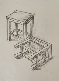 素描方凳结构
