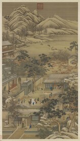 清院本十二月令图轴腊月赏雪