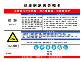职业病危害告知卡硝酸