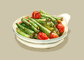 插画美食四季豆