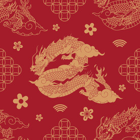 手绘中国龙纹矢量